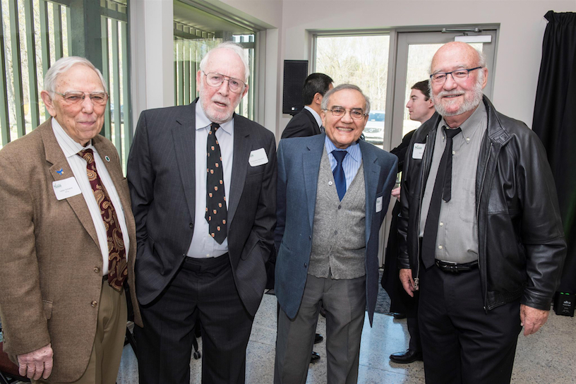 The dedication and grand opening for the School for Conflict Analysis and Resolution's Point of View, an international retreat and research center. From left to right: Lester Philip Schoene, Jr, Christopher Mitchell, Kayoumars (